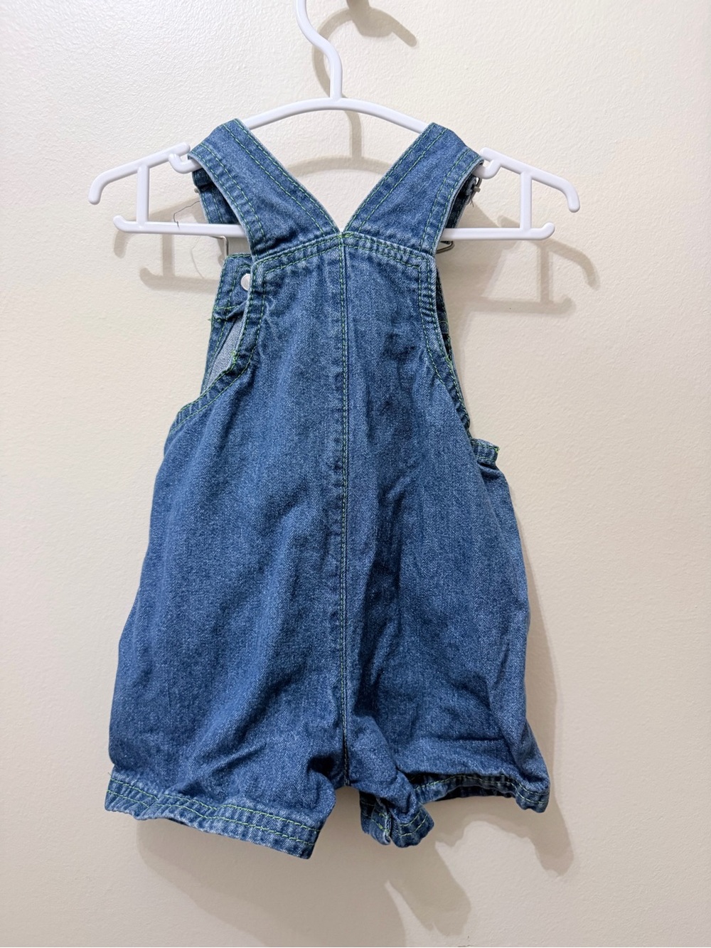 Y2K Denim Shortalls Overalls Embroidered Frog Hop To It 0-3 months Outdoors Natu - Picture 4 of 5